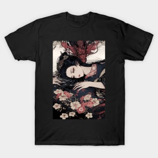 Geisha and Dragon 7909 T-Shirt